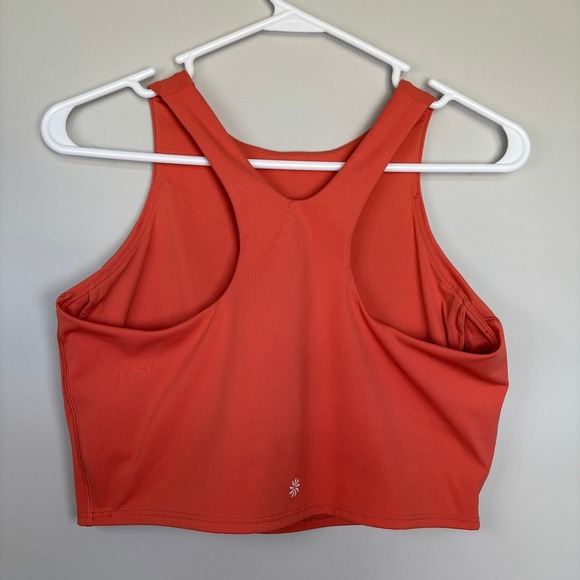 Athleta Size Medium Conscious Crop Racerback Orange Logo Sports Top Athleisure - Picture 3 of 7